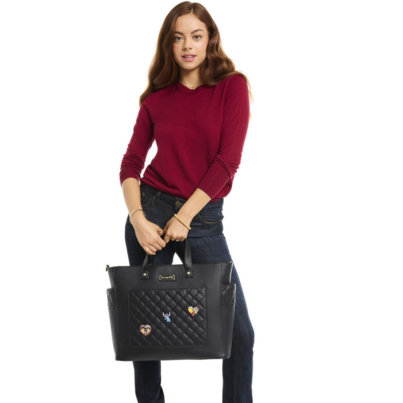 Loungefly The Mo Black Convertible Backpack & Tote Crossbody Pin Trader Bag LFlifestyle1 view 2